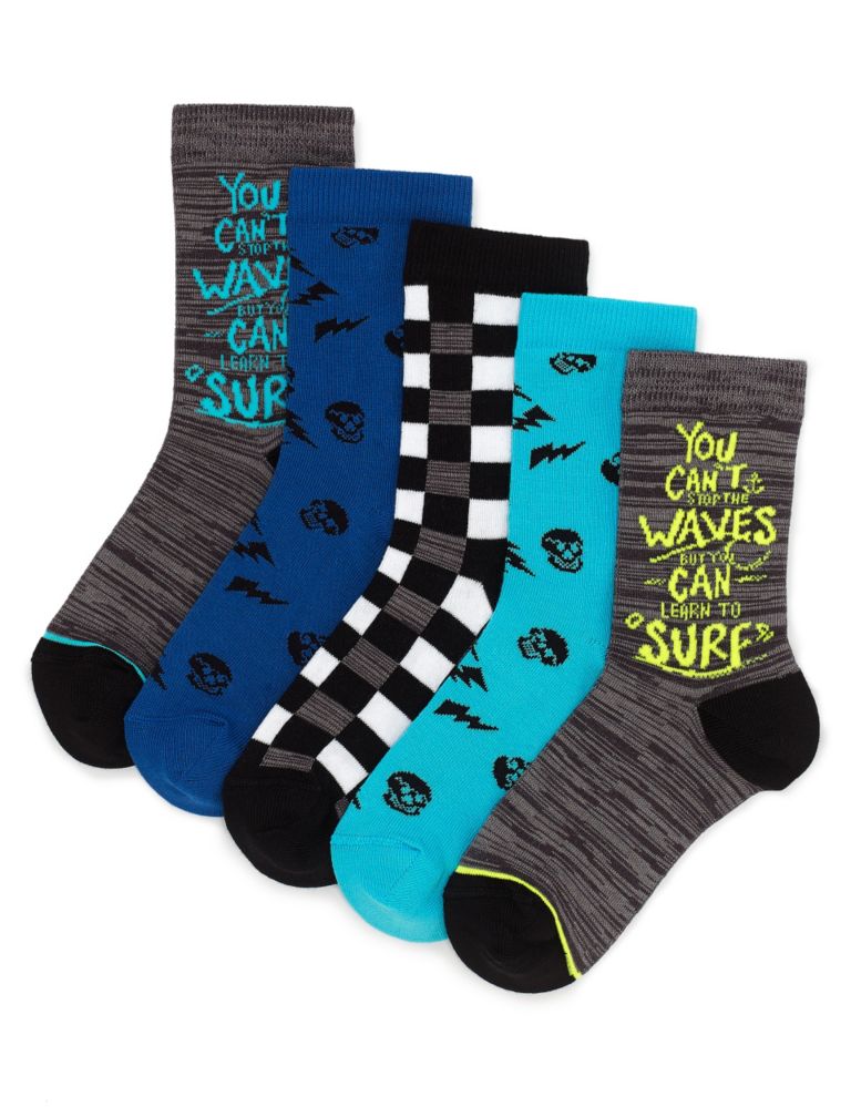 5 Pairs of Freshfeet™ Cotton Rich Socks with Silver Technology (5-14 Years) 1 of 1
