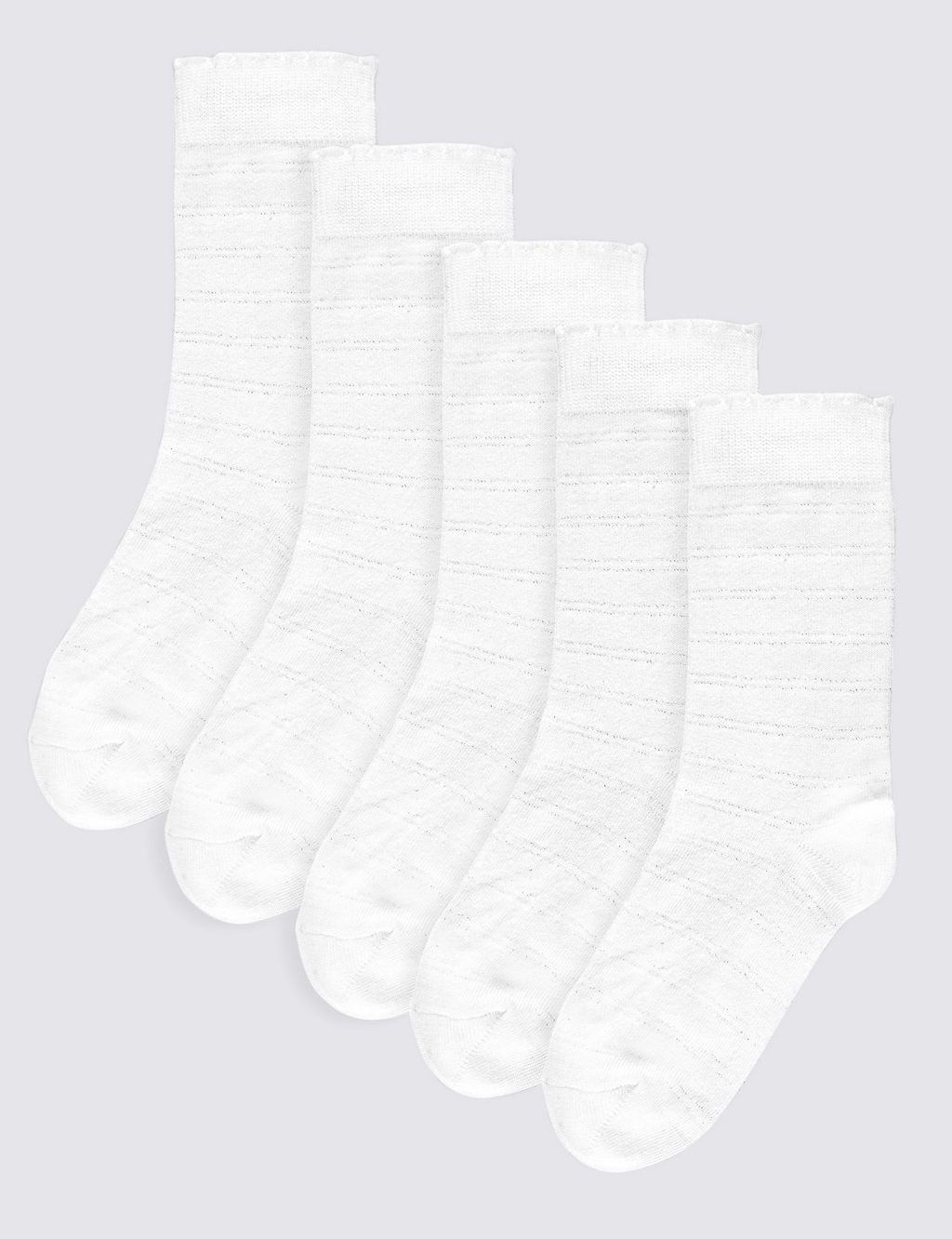 5 Pairs of Freshfeet™ Cotton Rich Sparkle Striped Socks (2-11 Years) 1 of 2