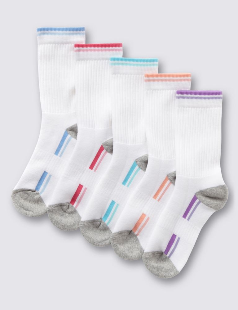 5 Pairs of Freshfeet™ Cotton Rich Sports Socks (3-11 Years) 1 of 1