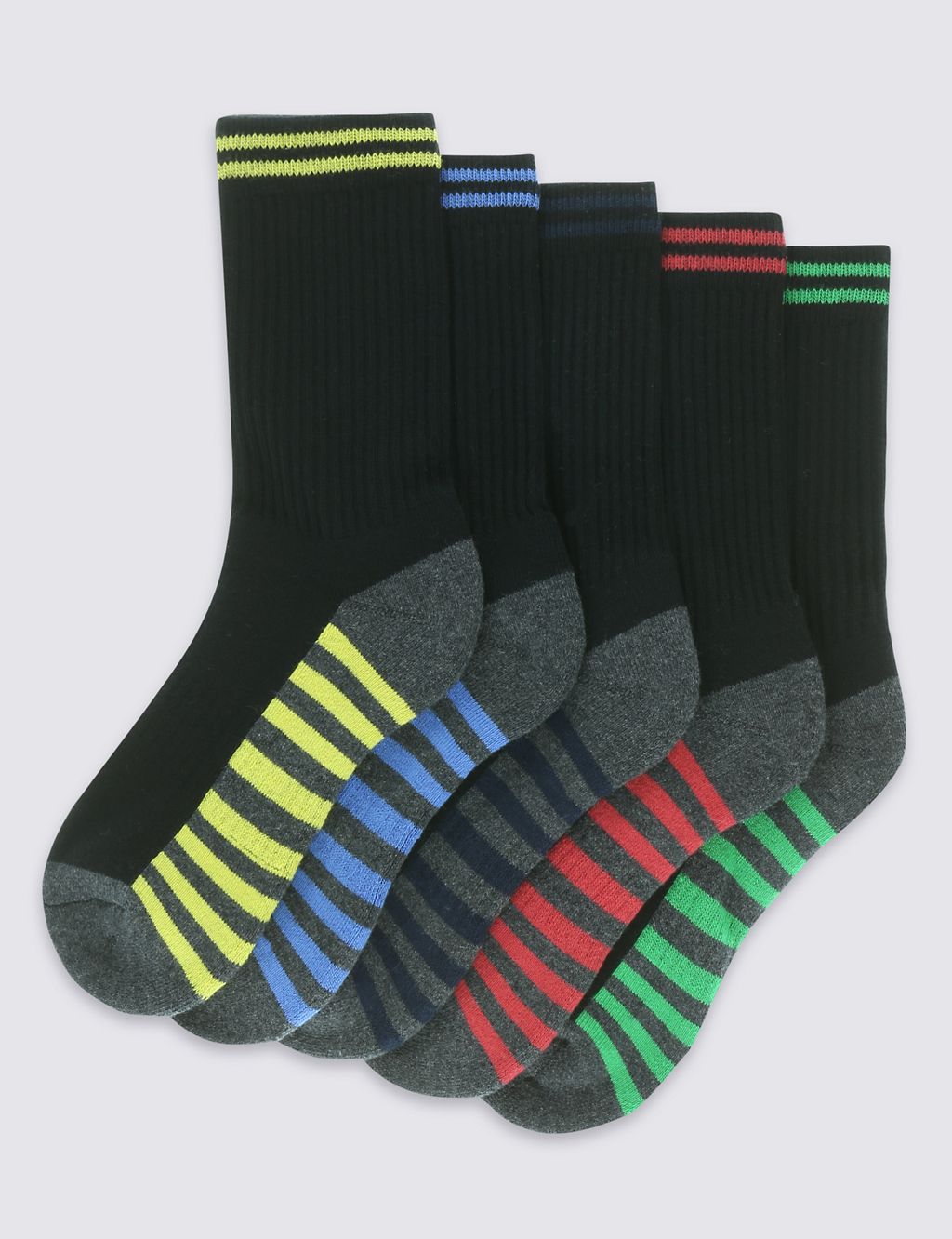 5 Pairs of Freshfeet™ Cotton Rich Sports Socks (3-14 Years) 1 of 1