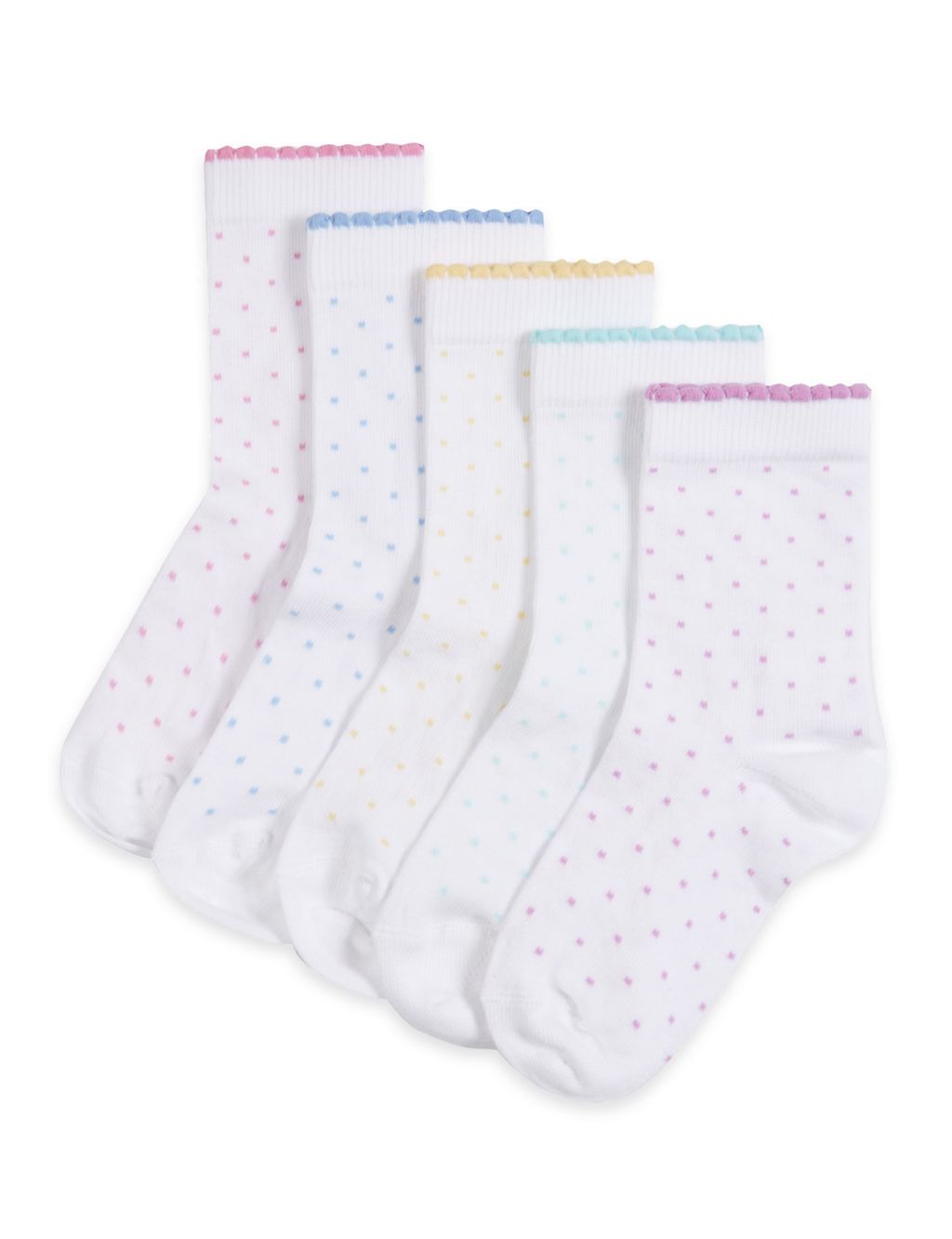 5 Pairs of Freshfeet™ Cotton Rich Spotted Socks  (1-7 Years) 1 of 1