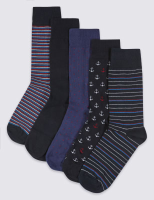 5 Pairs of Freshfeet™ Cotton Rich Stay Soft Socks with Silver