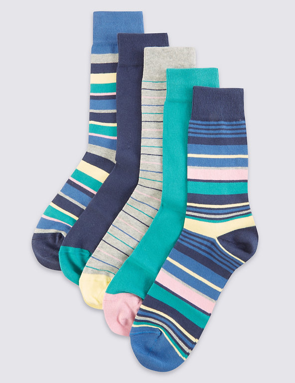 5 Pairs of Freshfeet™ Cotton Rich Stay Soft Socks with Silver Technology Image 1 of 1