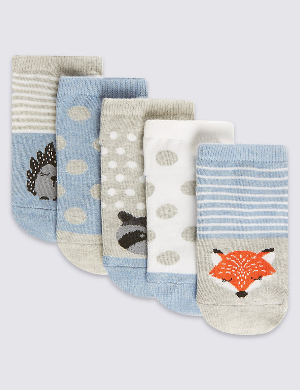 5 Pairs of Freshfeet™ Cotton Rich Trainer Liner™ Socks (5-14 Years) Image 1 of 1