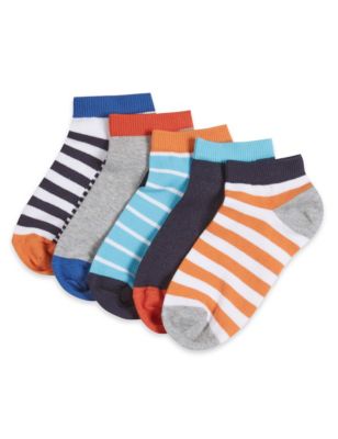 5 Pairs of Freshfeet™ Cotton Rich Trainer Liner™ Socks with Silver Technology (5-14 Years) Image 1 of 1