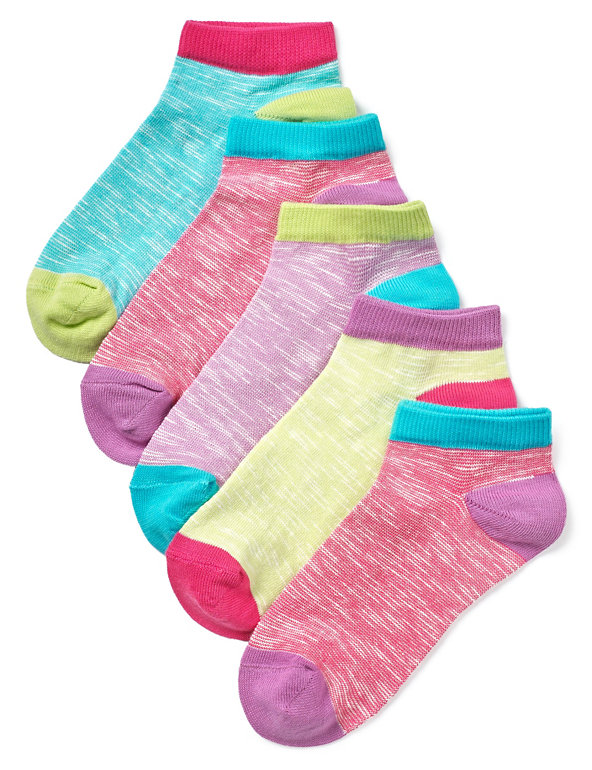 5 Pairs of Freshfeet™ Cotton Rich Trainer Liner Socks with Silver Technology (5-14 Years) Image 1 of 1
