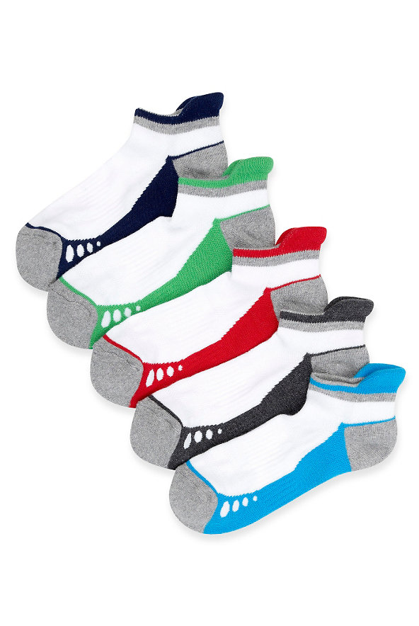 5 Pairs of Freshfeet™ Cotton Rich Trainer Liner Socks with Silver Technology Image 1 of 1