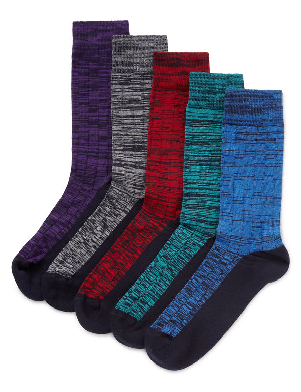 5 Pairs of Freshfeet™ Cushioned Sole Socks Image 1 of 1