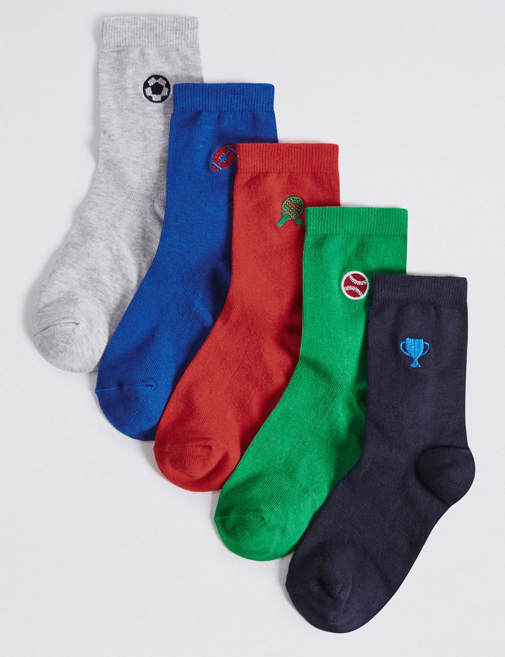 5 Pairs of Freshfeet™ Embroidered Socks (1-14 Years) 1 of 1