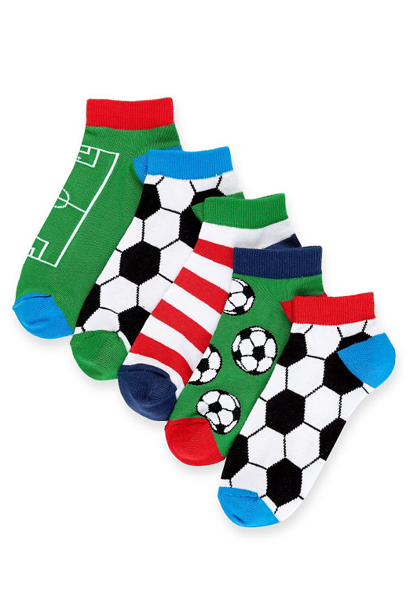 5 Pairs of Freshfeet™ Football Trainer Liner Socks Image 1 of 1