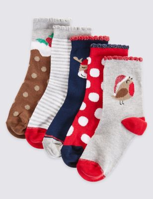 5 Pairs of Freshfeet™ Socks (1-14 Years) Image 1 of 1