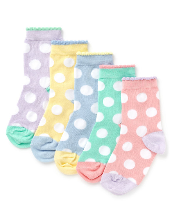 5 Pairs of Freshfeet™ Spotted Socks with Silver Technology (1-7 Years) Image 1 of 1