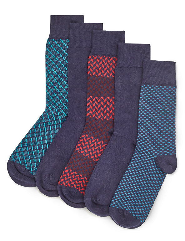 5 Pairs of Freshfeet™ Stay Soft Assorted Socks with Silver Technology Image 1 of 1