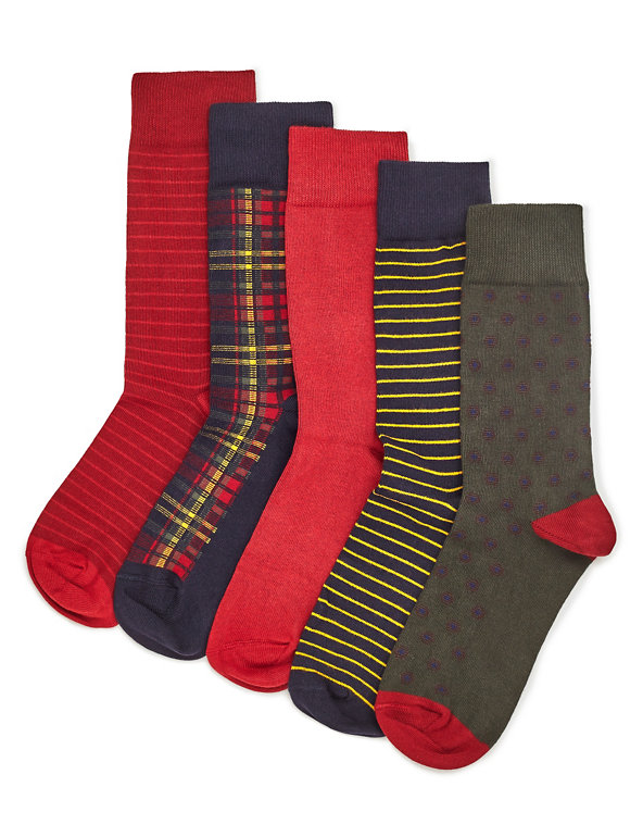 5 Pairs of Freshfeet™ Stay Soft Assorted Socks with Silver Technology Image 1 of 1