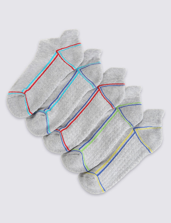 5 Pairs of Freshfeet™ Trainer Liner Socks (3-16 Years) Image 1 of 1