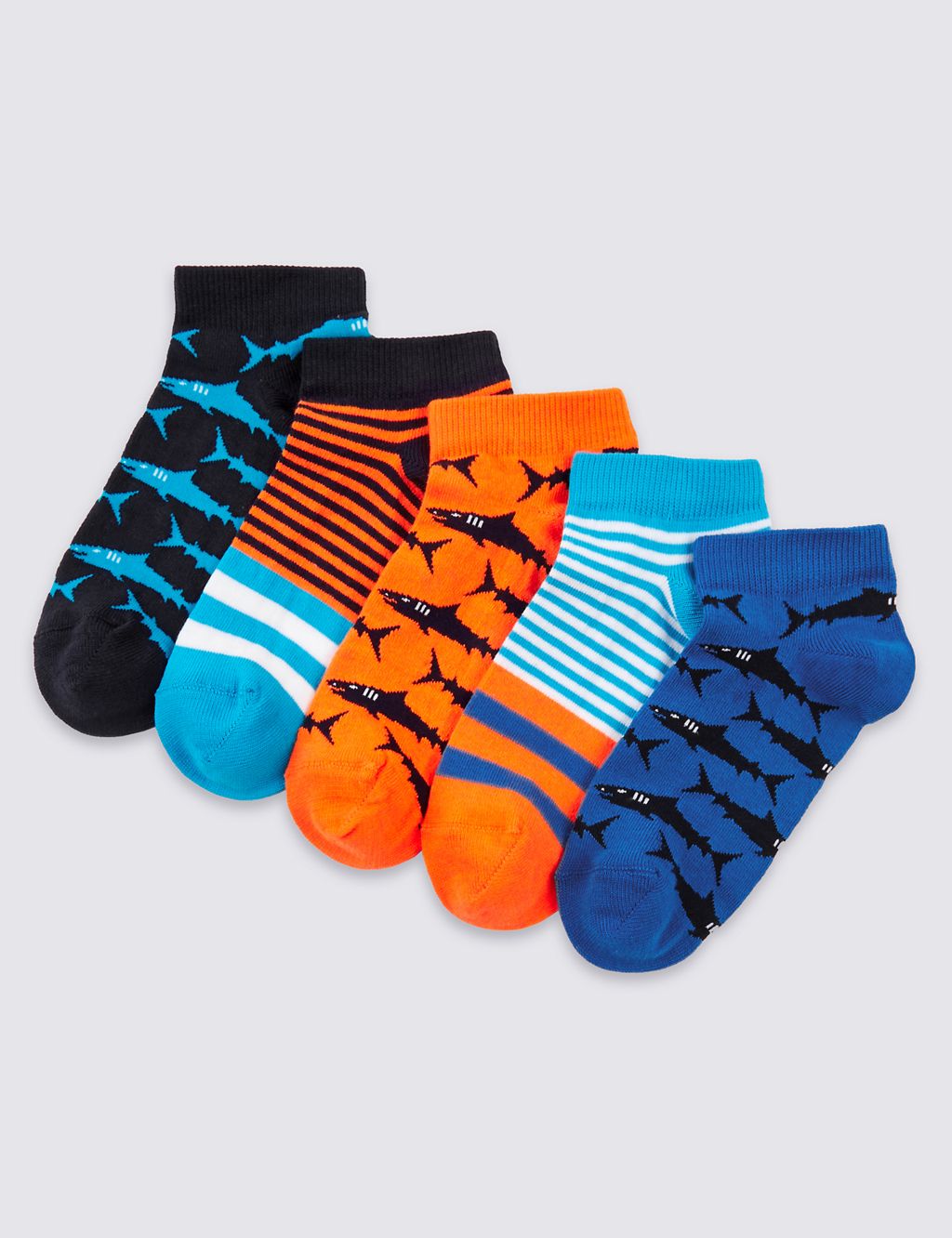 5 Pairs of Freshfeet™ Trainer Liner Socks (3-16 Years) 1 of 1