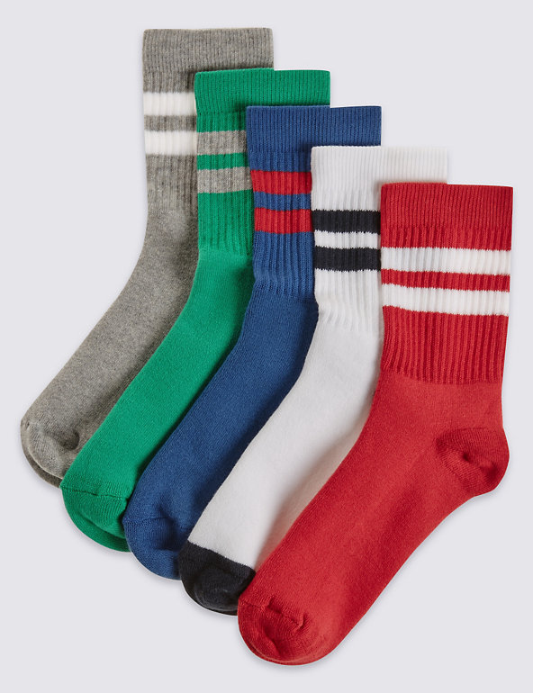 5 Pairs of Ribbed Sports Socks (3-16 Years) Image 1 of 1