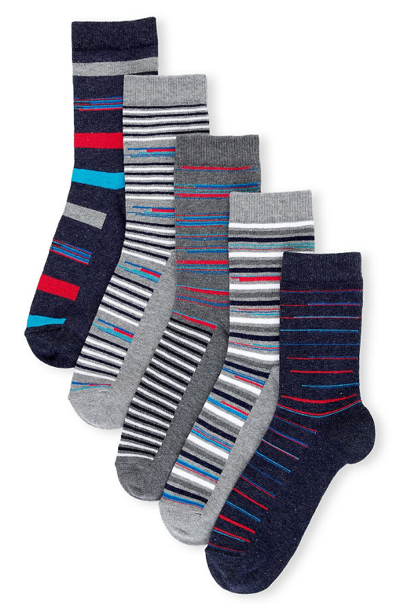 5 Pairs of Space Dye Striped Socks Image 1 of 1