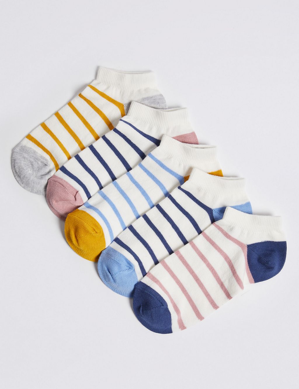 5 Pairs of Striped Trainer Liner Socks 1 of 1