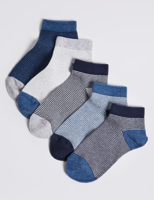 Boys 6 Pack Camo Design Trainer Liners Socks Grey Black Cotton Rich Socks 