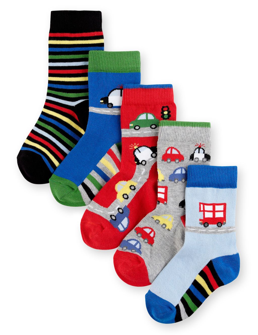 5 Pairs of Transport & Striped Socks 3 of 3