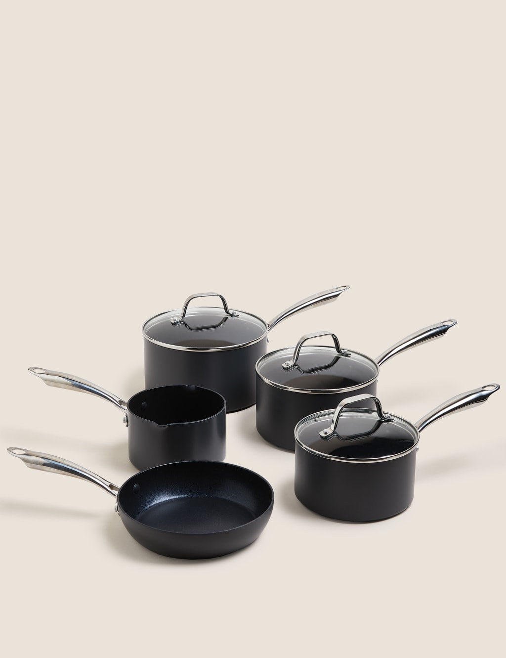 5 Piece Hard Anodised Pan Set M S chef M S