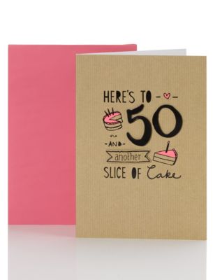 50th Birthday Slice of Cake Card | M&S