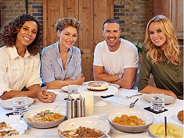 Celebrity tasters Rochelle Humes, Emma Willis, Paddy McGuinness and Amanda Holden