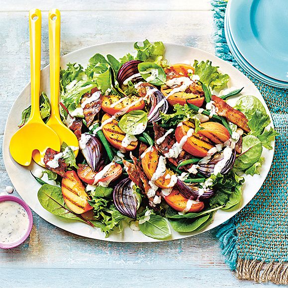Griddled peach and bacon salad recipe