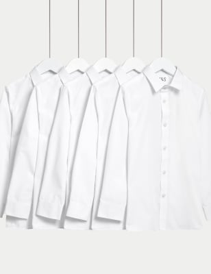 5pk Boys' Regular Fit Easy to Iron School Shirts (2-18 Yrs) Image 2 of 7