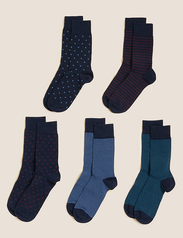 5pk Cool & Fresh™ Assorted Cotton Rich Socks Image 1 of 1