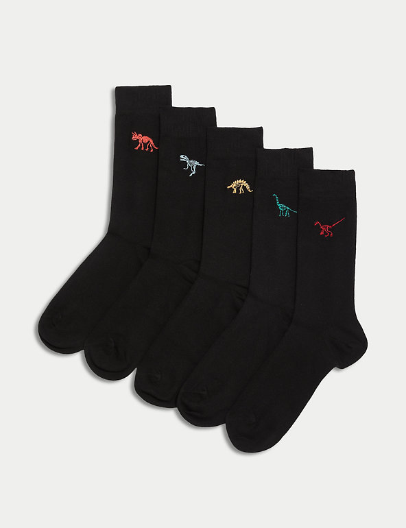 5pk Cool & Fresh™ Dinosaur Cotton Rich Socks Image 1 of 2