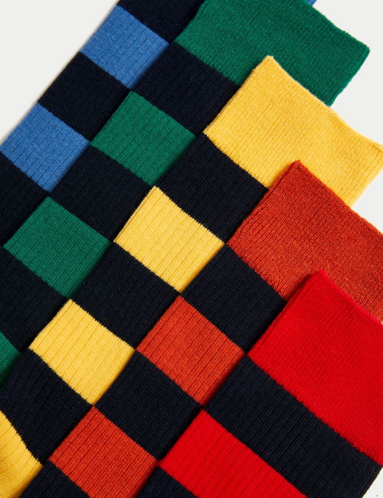 5pk Cool & Fresh™ Striped Cotton Rich Socks 2 of 2