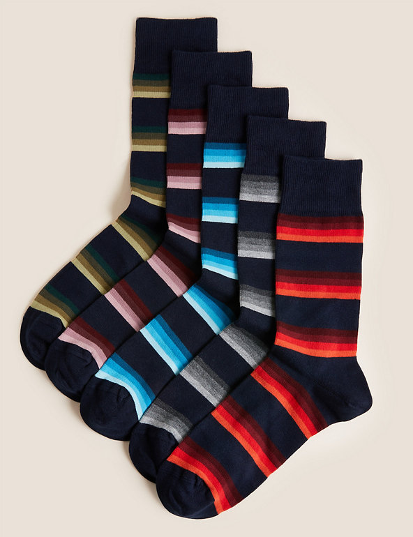 5pk Cool & Fresh™ Striped Socks Image 1 of 2