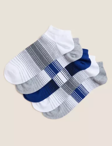 5pk Cool & Fresh™ Striped Trainer Socks 1 of 1