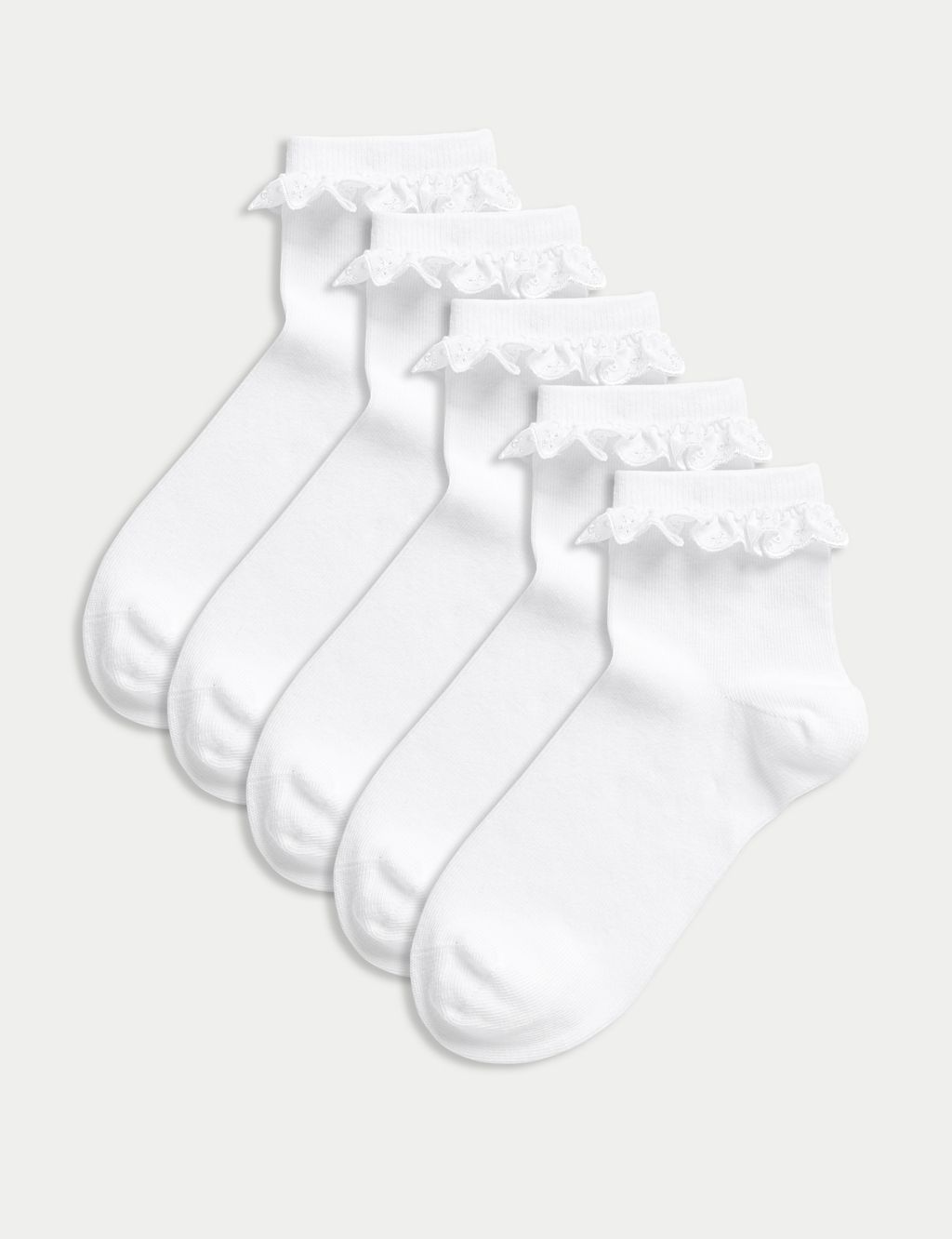 5pk Cotton Blend Frill Socks (6 Small - 7 Large) 1 of 2