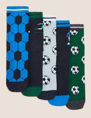 5pk Cotton Football Socks | M&S