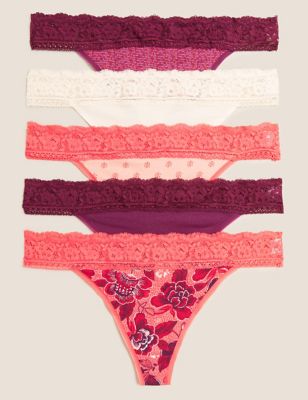 3  PAIRS Ladies M/&S Playfull Cut Out Lace Thong Delicate