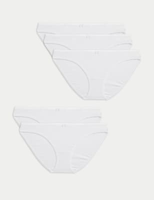 5pk Cotton Lycra® Bikini Knickers, M&S Collection