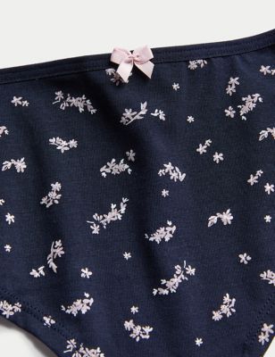 5pk Cotton Lycra® Daisy Print Low Rise Shorts, M&S Collection