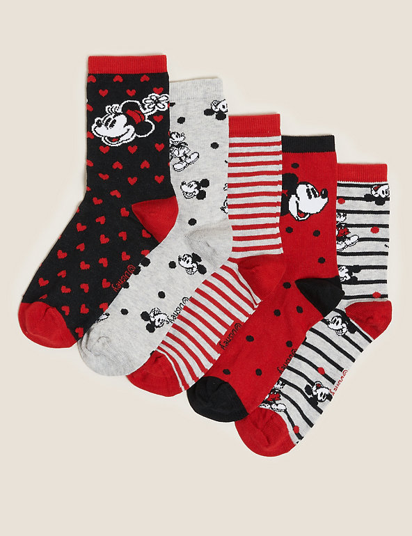 5pk Cotton Mickey Mouse™ Ankle High Socks Image 1 of 1