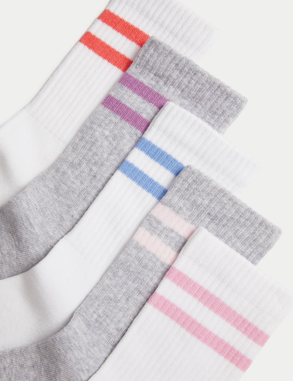 5pk Cotton Rich Ankle Ribbed Stripe Socks (6 Small -7 Large) 2 of 2