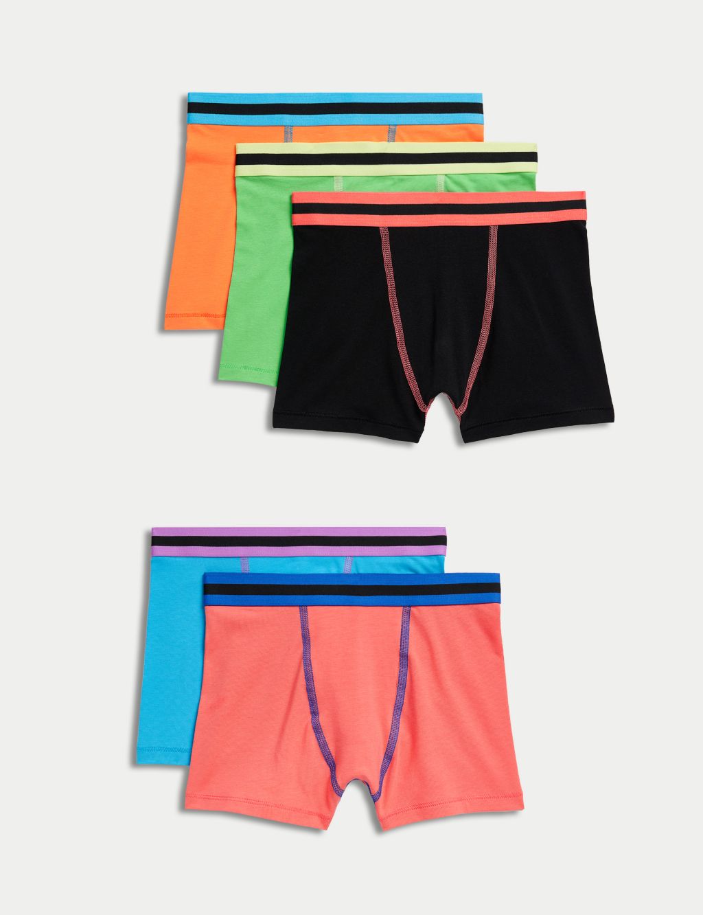5pk Cotton Rich Bright Trunks (5-16 Yrs) 1 of 1