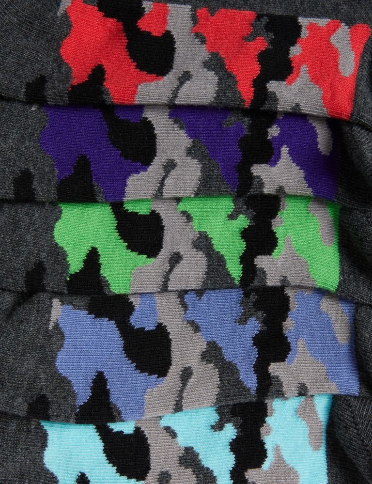 5pk Cotton Rich Camouflage Sole School Socks 2 of 2