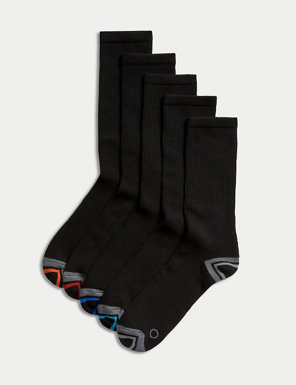 5pk Cotton Rich Cushioned Sports Socks Image 1 of 2