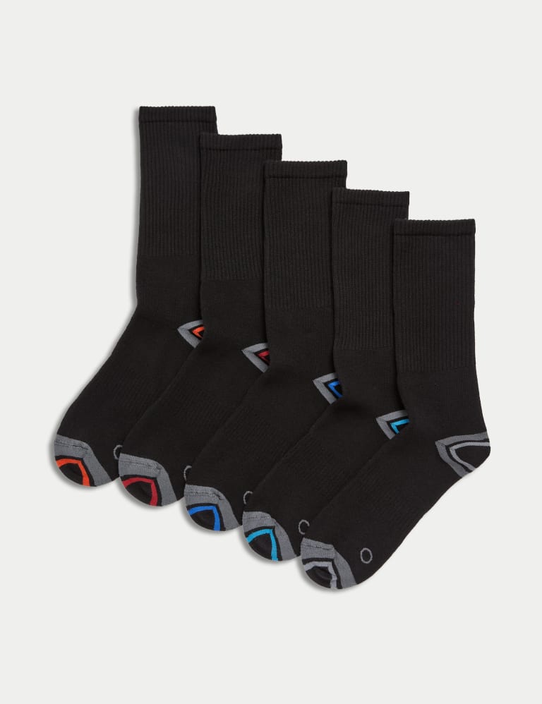 5pk Cotton Rich Cushioned Sports Socks 1 of 2