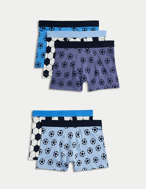 5pk Cotton Rich Football Trunks (5-12 Yrs) Image 1 of 1