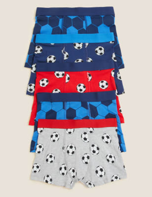 5pk Cotton Rich Football Trunks (5-16 Yrs) Image 1 of 1