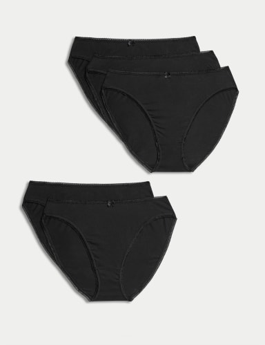 5pk Cotton Rich Lycra® High Leg Knickers 1 of 5