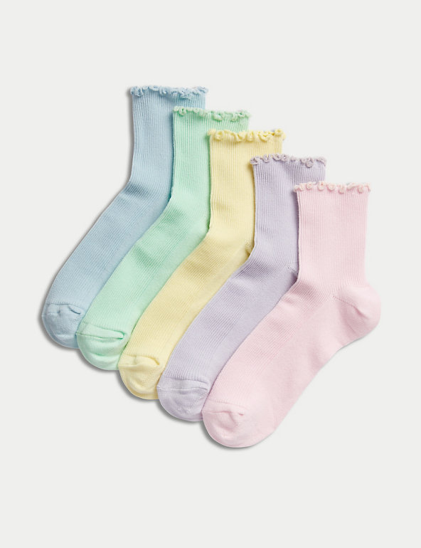 5pk Cotton Rich Ribbed Socks (6 Small - 7 Large) Image 1 of 2
